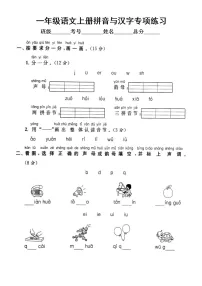 小学语文部编版一年级上册期末拼音与汉字专项练习（附参考答案）6