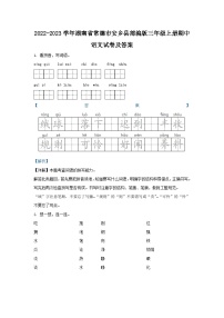 2022-2023学年湖南省常德市安乡县部编版三年级上册期中语文试卷及答案