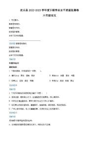 2022-2023学年河南省周口市沈丘县部编版六年级下册3月月考语文试卷（解析版）