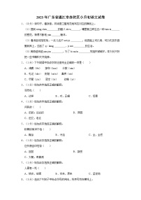 2023年广东省湛江市赤坎区小升初语文试卷（含答案）