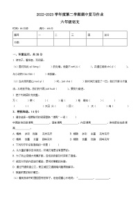 2022-2023学年河南省漯河市部编版六年级下册期中考试语文试卷（原卷版+解析版）