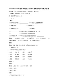 2020-2021年上海市黄浦区六年级上册期中语文试题及答案