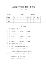 北京版六年級(jí)英語(yǔ)下冊(cè)期中測(cè)試卷及答案
