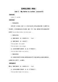 人教精通版五年級(jí)上冊(cè)Lesson 13精品教案設(shè)計(jì)