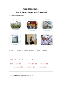 小學英語Unit 4 Where do you work ?Lesson 20優(yōu)秀當堂檢測題
