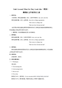 小學(xué)英語(yǔ)冀教版 (三年級(jí)起點(diǎn))五年級(jí)上冊(cè)u(píng)nit 1 My familyLesson 2 What Do They Look Like?獲獎(jiǎng)教案