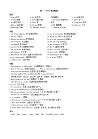 译林英语四年级下册4B英语 词组 句型 纸