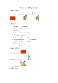 冀教版 (三年级起点)三年级上册Unit 4 FamilyLesson 20 Li Ming’s Family优秀精练