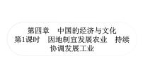 星球版中考地理復(fù)習(xí)第四章中國(guó)的經(jīng)濟(jì)與文化第1課時(shí)因地制宜發(fā)展農(nóng)業(yè)持續(xù)協(xié)調(diào)發(fā)展工業(yè)教學(xué)課件