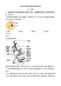 初中生物中考复习 精品解析：2022年江苏省苏州市中考生物真题（解析版）