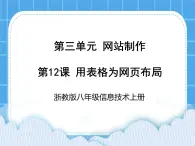 浙教版八年級(jí)信息技術(shù)上冊(cè)第三單元網(wǎng)站制作第12課用表格為網(wǎng)頁(yè)布局課件
