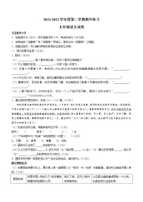 安徽省合肥市2021-2022学年七年级下学期期中语文试题（含答案）