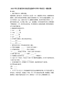 2023年江苏省苏州市振华中学校中考一模语文试题（含答案）