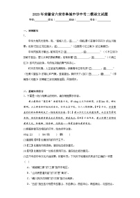 2023年安徽省六安市皋城中学中考二模语文试题（含解析）
