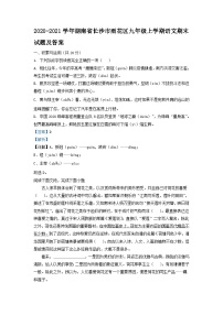 2020-2021学年湖南省长沙市雨花区九年级上学期语文期末试题及答案