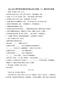 2023-2024學(xué)年河北省滄州市鹽山縣七年級(jí)（上）期末語文試卷（含解析）