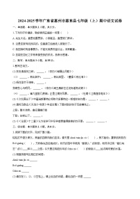 2024-2025學(xué)年廣東省惠州市惠東縣七年級(jí)（上）期中語文試卷（含詳細(xì)答案解析）