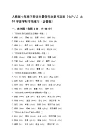 人教版七年級下冊語文暑假作業(yè)復習鞏固（七升八）之01字音字形專項練習（含答案）