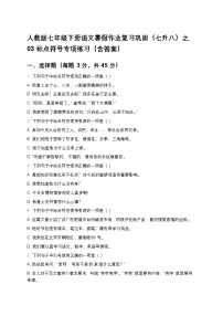 人教版七年級下冊語文暑假作業(yè)復習鞏固（七升八）之03標點符號專項練習（含答案）