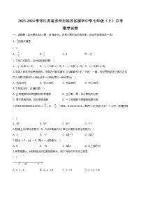 2023-2024学年江苏省苏州市姑苏区振华中学七年级（上）月考数学试卷（含解析）