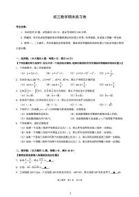 2024上海浦东新区九年级一模考试数学试卷