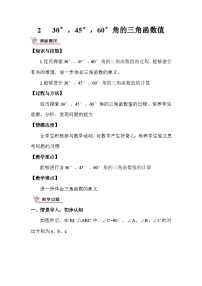 初中數(shù)學(xué)北師大版九年級(jí)下冊(cè)2 30°、45°、60°角的三角函數(shù)值教案