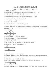 广东省惠州市重点中学2023-2024学年七年级下学期开学考试数学试题(无答案)