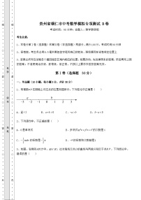 中考专题贵州省铜仁市中考数学模拟专项测试 B卷（含答案及解析）