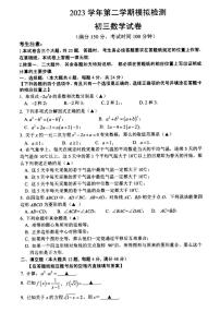 2024上海市金山区初三二模数学试卷