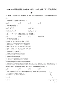 2024-2025学年内蒙古呼和浩特市武川三中九年级（上）开学数学试卷(含解析）