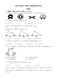 浙江省金華市義烏市2024～2025學年八年級(上)期中數學試卷(含答案)