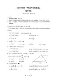 上海市嘉定区2024-2025学年九年级上学期期末（一模）數學试题
