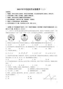 2025 年長沙中考適應(yīng)性試卷數(shù)學(xué)（二）試卷