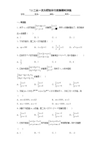 初中数学华师大版七年级下册7.1 二元一次方程组和它的解优秀课堂检测