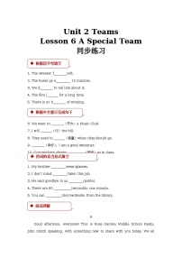北师大版八年级上册Unit 2 TeamsLesson 6 A Special Team同步训练题