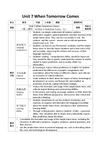 人教版（2024）八年級(jí)上冊(cè)（2024）Unit 7 When Tomorrow ComesSection A2a-2e精品第2課時(shí)表格教案