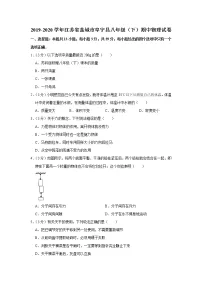 江苏省盐城市阜宁县2019-2020学年八年级下学期期中物理试题