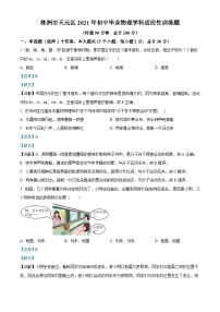 2021年湖南省株洲市天元区中考适应性训练物理试题（解析版）
