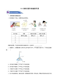 人教版八年級下冊9.4 流體壓強與流速的關(guān)系精品鞏固練習(xí)