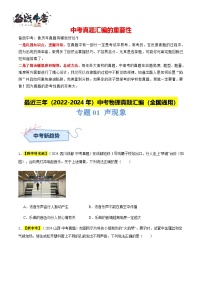 專題01 聲現(xiàn)象-【真題匯編】最近3年（22-24）中考物理真題分類匯編（全國通用）