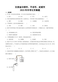 甘肅省2023年中考化學(xué)真題二套附參考答案