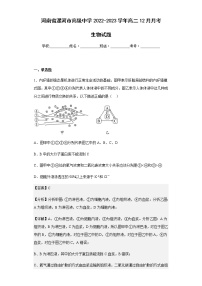 2022-2023学年河南省漯河市高级中学高二12月月考生物试题含解析
