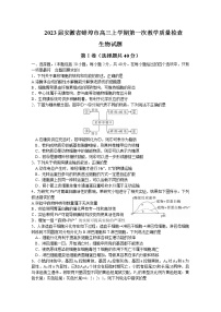 2023届安徽省蚌埠市高三上学期第一次教学质量检查（月考）试题生物含解析