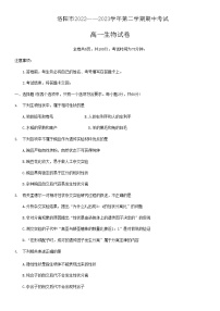 2022-2023学年河南省洛阳市高一下学期期中考试生物试题含答案
