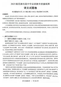 安徽省芜湖市2023届高三下学期5月教学质量统测二模语文试卷+答案