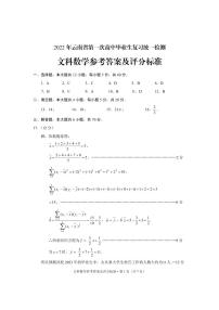 2022年云南省第一次高三统测文科数学试题及答案