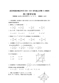 2021武汉部分重点中学高二上学期12月联考数学试卷含答案