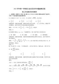 2024浙江省名校协作体高三上学期开学适应性考试数学PDF版含解析