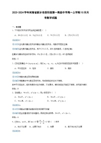 2023-2024学年河南省新乡市原阳县第一高级中学高一上学期10月月考数学试题含答案