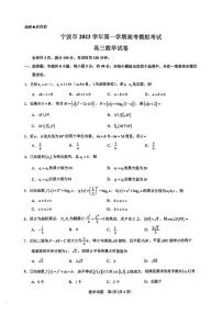2023宁波市高三第一学期高考模拟数学试卷（附答案）